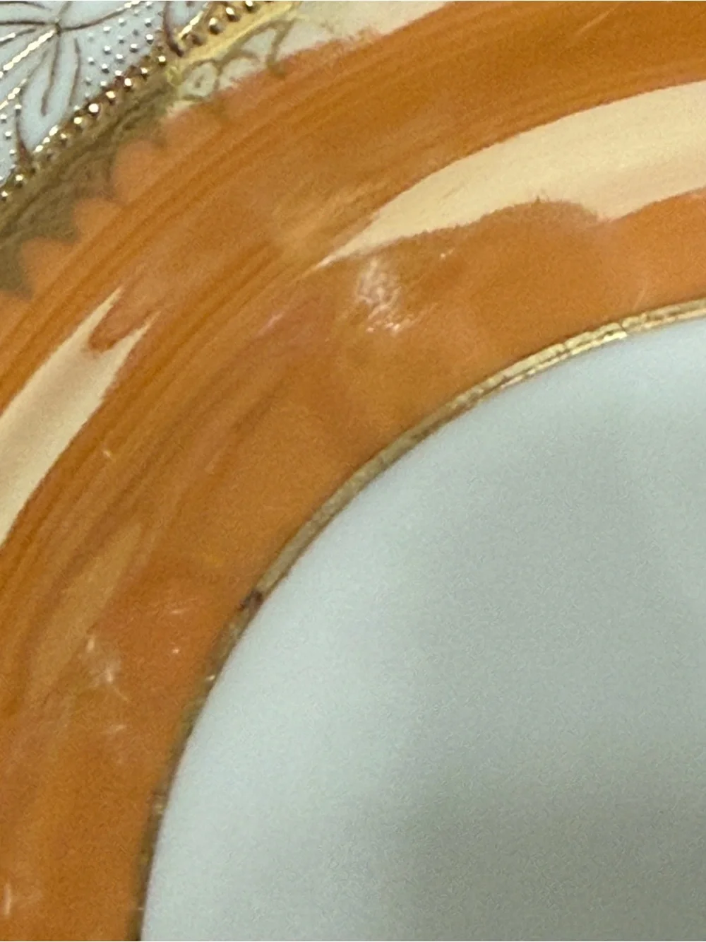 Noritake Peach/Gold Trim Dinner Plates Set (4)